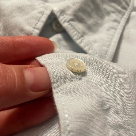 Old Navy light baby blue linen cotton blend short sleeve button up shirt XXL - Picture 5 of 15